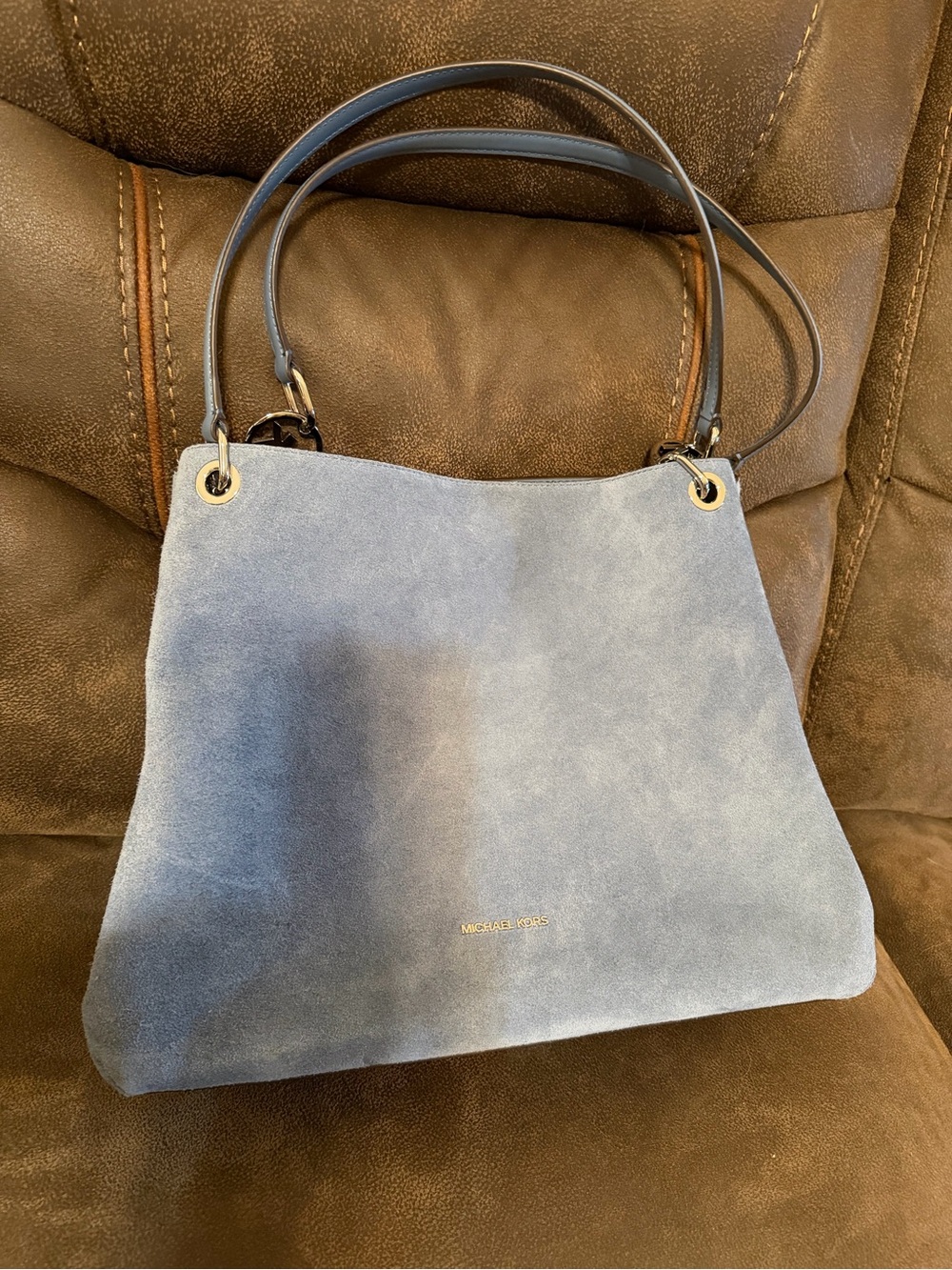 Michael Kors Blue Suede Shoulder Bag